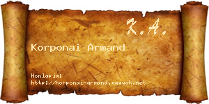 Korponai Armand névjegykártya